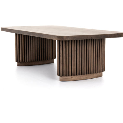 Rutherford Coffee Table by Four Hands in reclaimed ashen brown. Made from solid mixed reclaimed wood in a eclectic & global style.