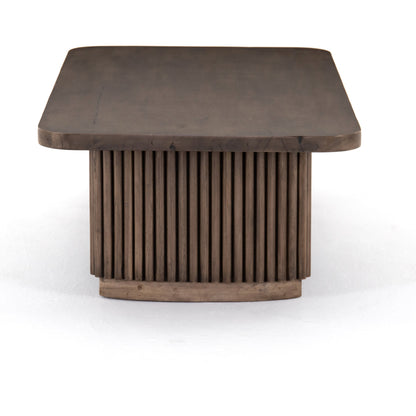 Rutherford Coffee Table by Four Hands in reclaimed ashen brown. Made from solid mixed reclaimed wood in a eclectic & global style.