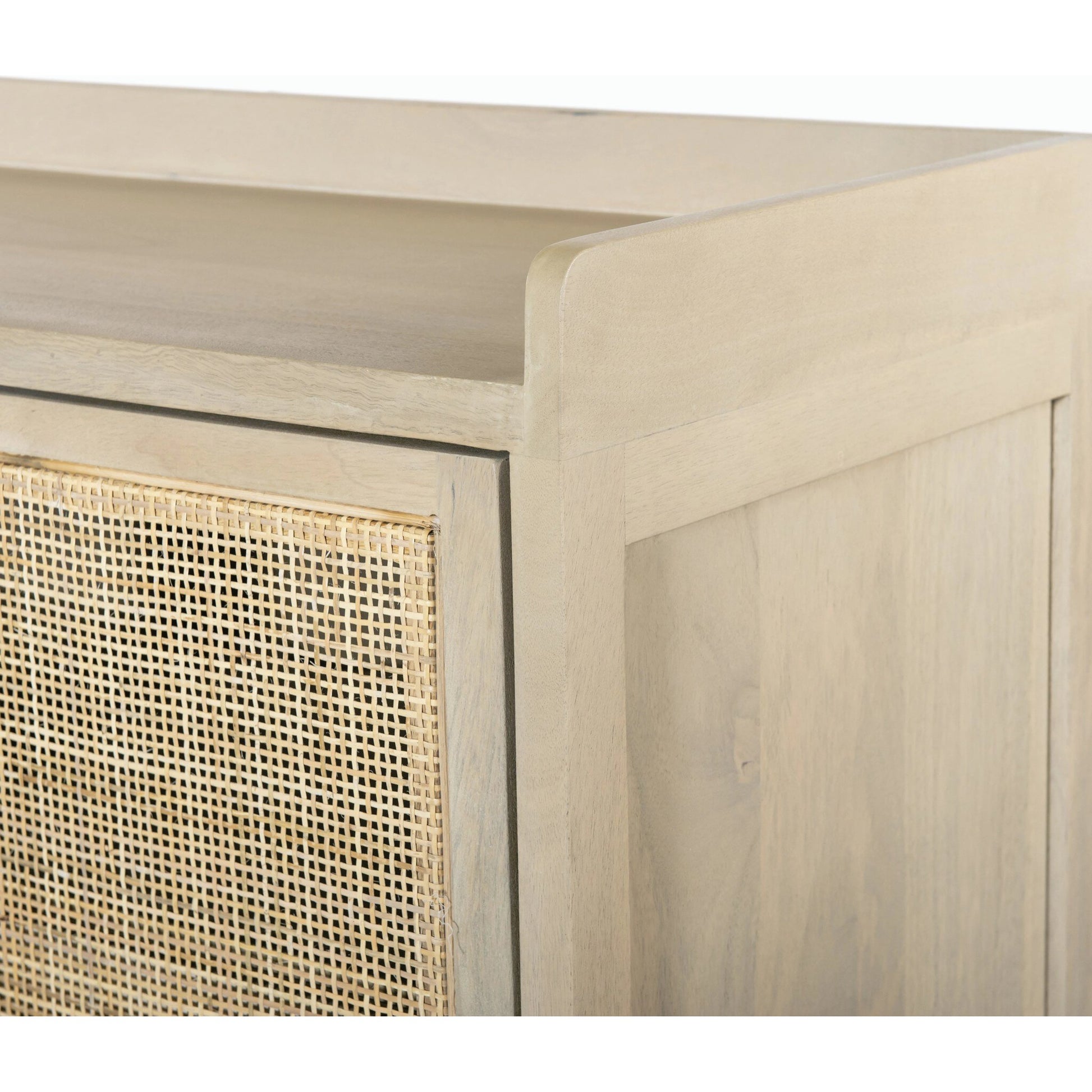 Caprice Sideboard by Four Hands in black wash mango, natural cane. Made from solid mango, cane in a coastal style.