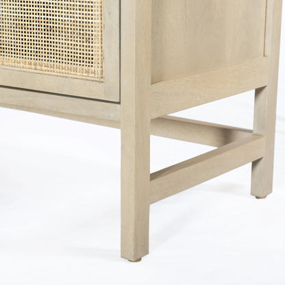 Caprice Sideboard by Four Hands in black wash mango, natural cane. Made from solid mango, cane in a coastal style.