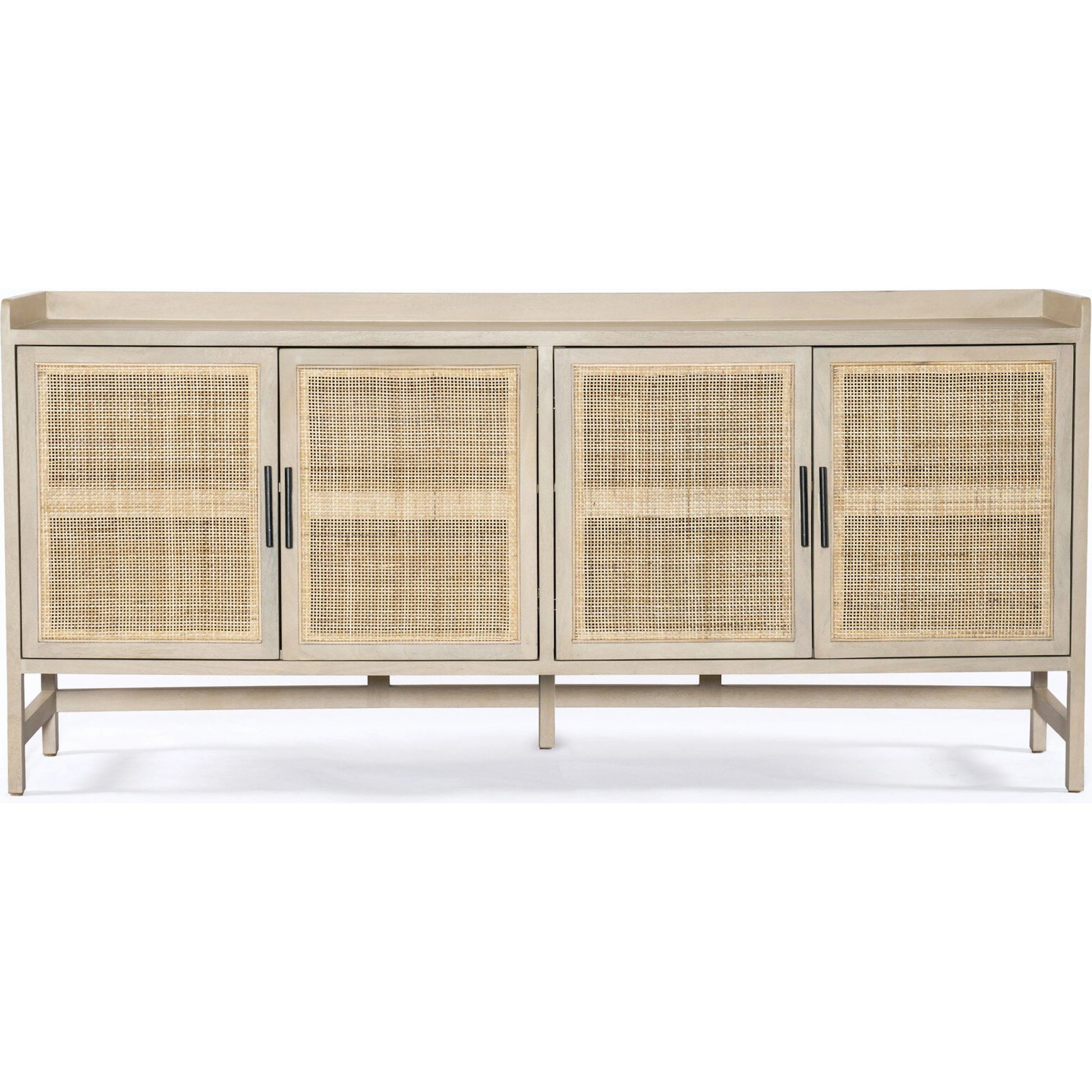 Caprice Sideboard by Four Hands in black wash mango, natural cane. Made from solid mango, cane in a coastal style.