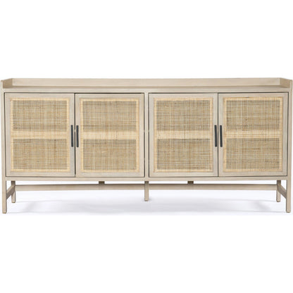 Caprice Sideboard by Four Hands in black wash mango, natural cane. Made from solid mango, cane in a coastal style.