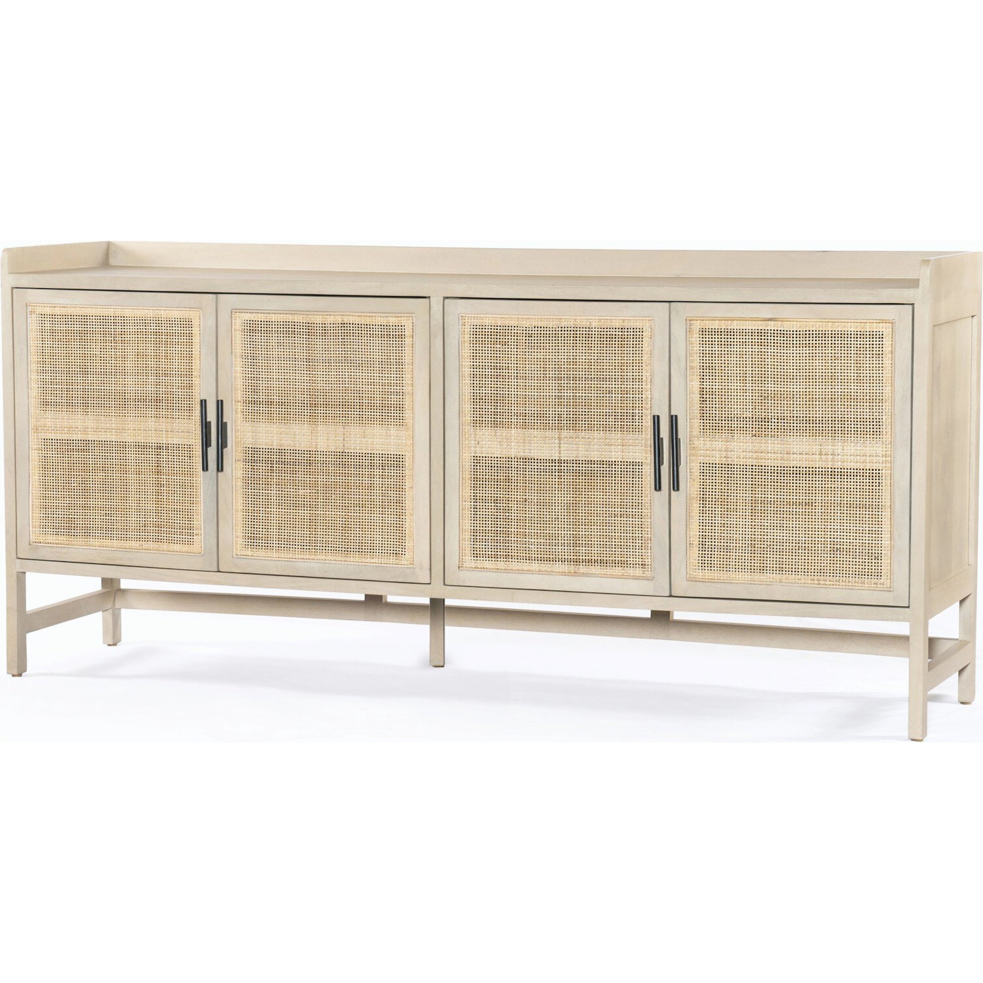 Caprice Sideboard by Four Hands in black wash mango, natural cane. Made from solid mango, cane in a coastal style.