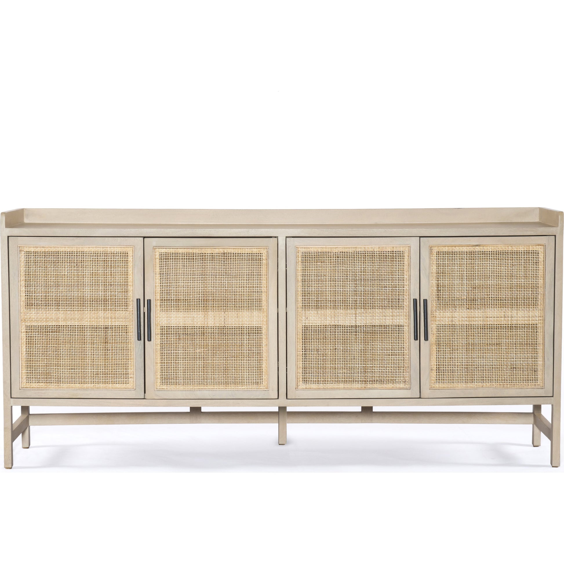 Caprice Sideboard by Four Hands in black wash mango, natural cane. Made from solid mango, cane in a coastal style.