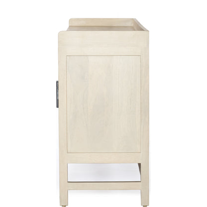 Caprice Sideboard by Four Hands in black wash mango, natural cane. Made from solid mango, cane in a coastal style.