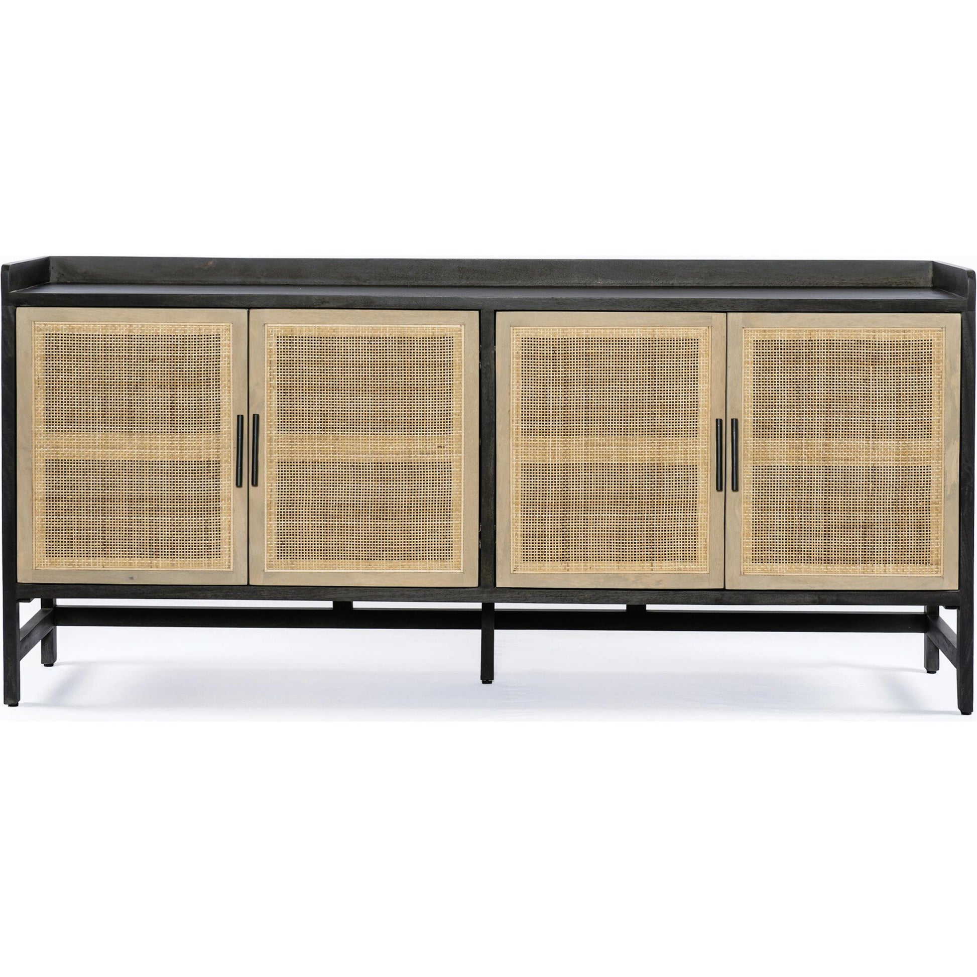Caprice Sideboard by Four Hands in black wash mango, natural cane. Made from solid mango, cane in a coastal style.