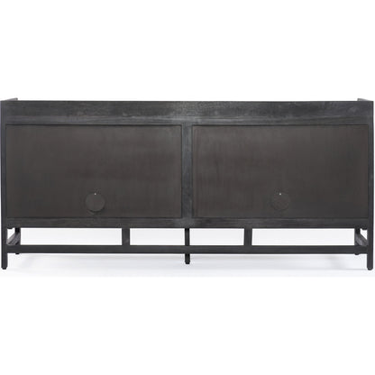 Caprice Sideboard by Four Hands in black wash mango, natural cane. Made from solid mango, cane in a coastal style.