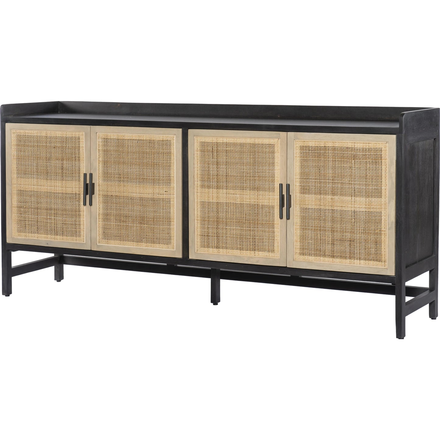 001 SI-1714679 | Primary Silo | Caprice Sideboard by Four Hands in black wash mango, natural cane. Made from solid mango, cane in a coastal style.