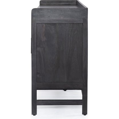 Caprice Sideboard by Four Hands in black wash mango, natural cane. Made from solid mango, cane in a coastal style.