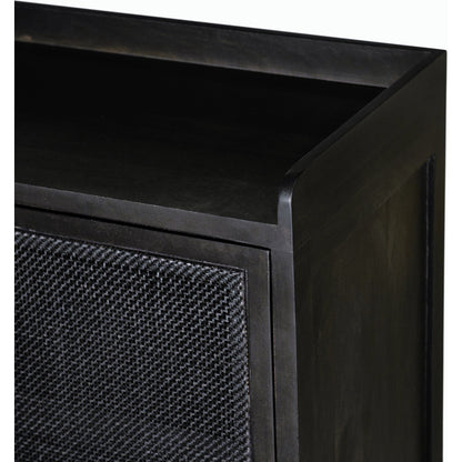 Caprice Sideboard by Four Hands in black wash mango, natural cane. Made from solid mango, cane in a coastal style.