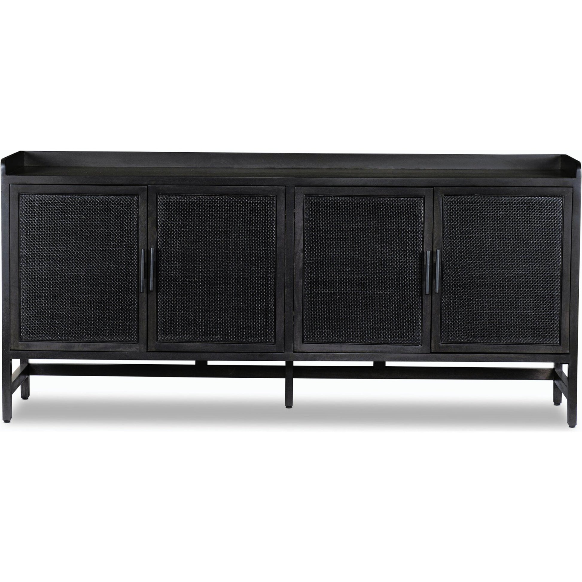 Caprice Sideboard by Four Hands in black wash mango, natural cane. Made from solid mango, cane in a coastal style.