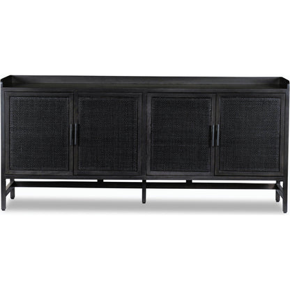 Caprice Sideboard by Four Hands in black wash mango, natural cane. Made from solid mango, cane in a coastal style.