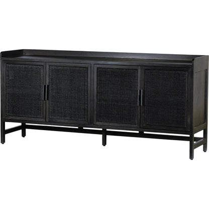 Caprice Sideboard by Four Hands in black wash mango, natural cane. Made from solid mango, cane in a coastal style.