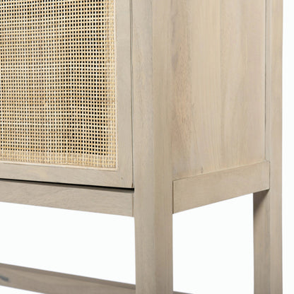 Caprice Cabinet by Four Hands in black wash mango, black natural cane. Made from cane, solid mango in a eclectic & global style.