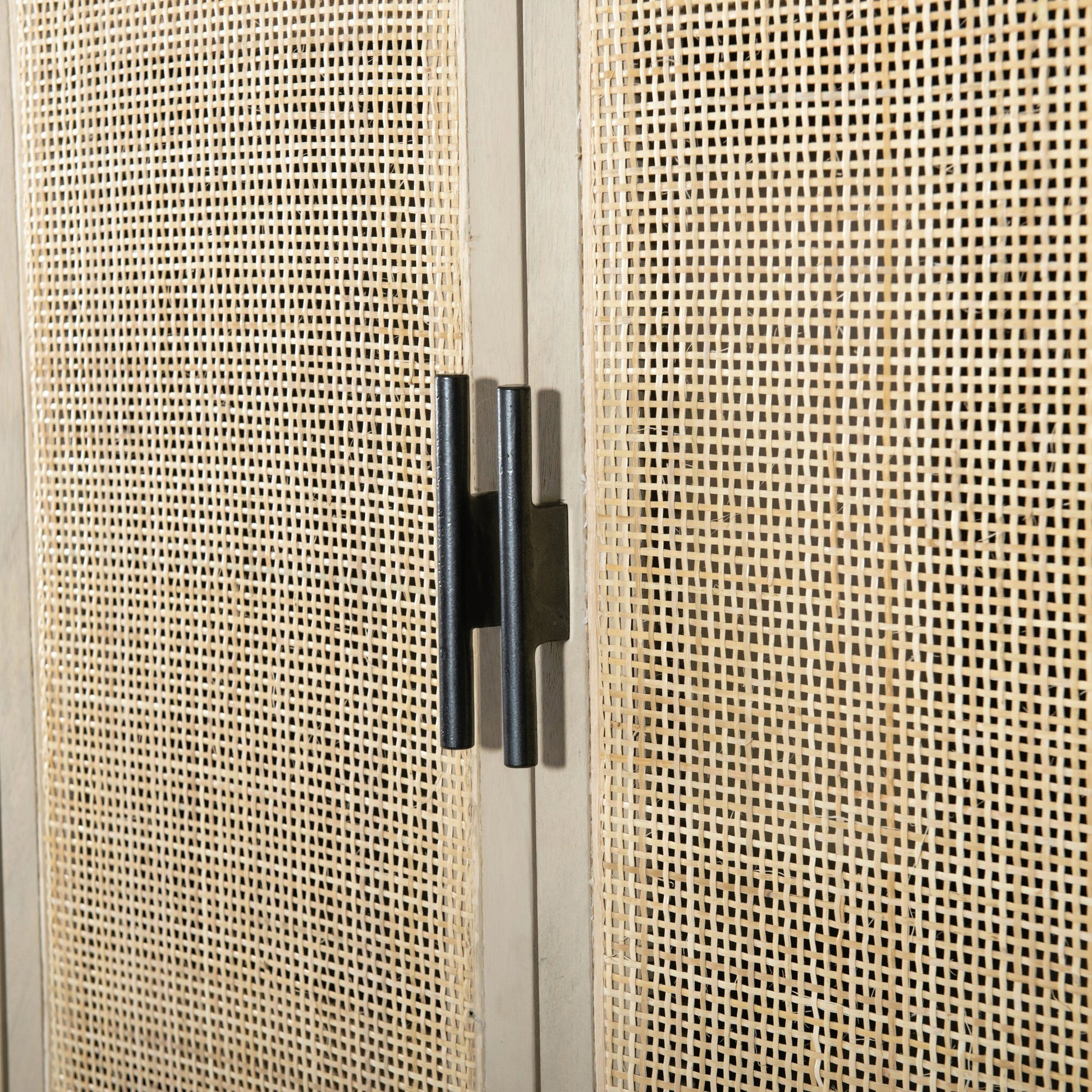 Caprice Cabinet by Four Hands in black wash mango, black natural cane. Made from cane, solid mango in a eclectic & global style.