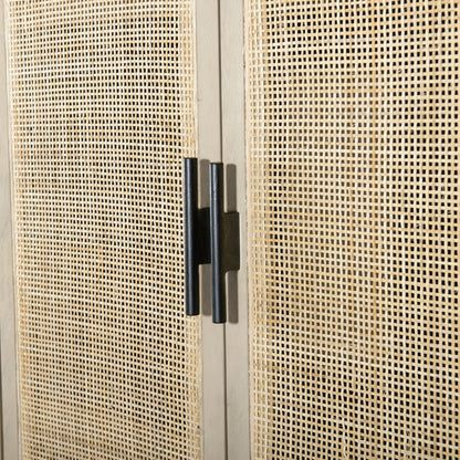 Caprice Cabinet by Four Hands in black wash mango, black natural cane. Made from cane, solid mango in a eclectic & global style.