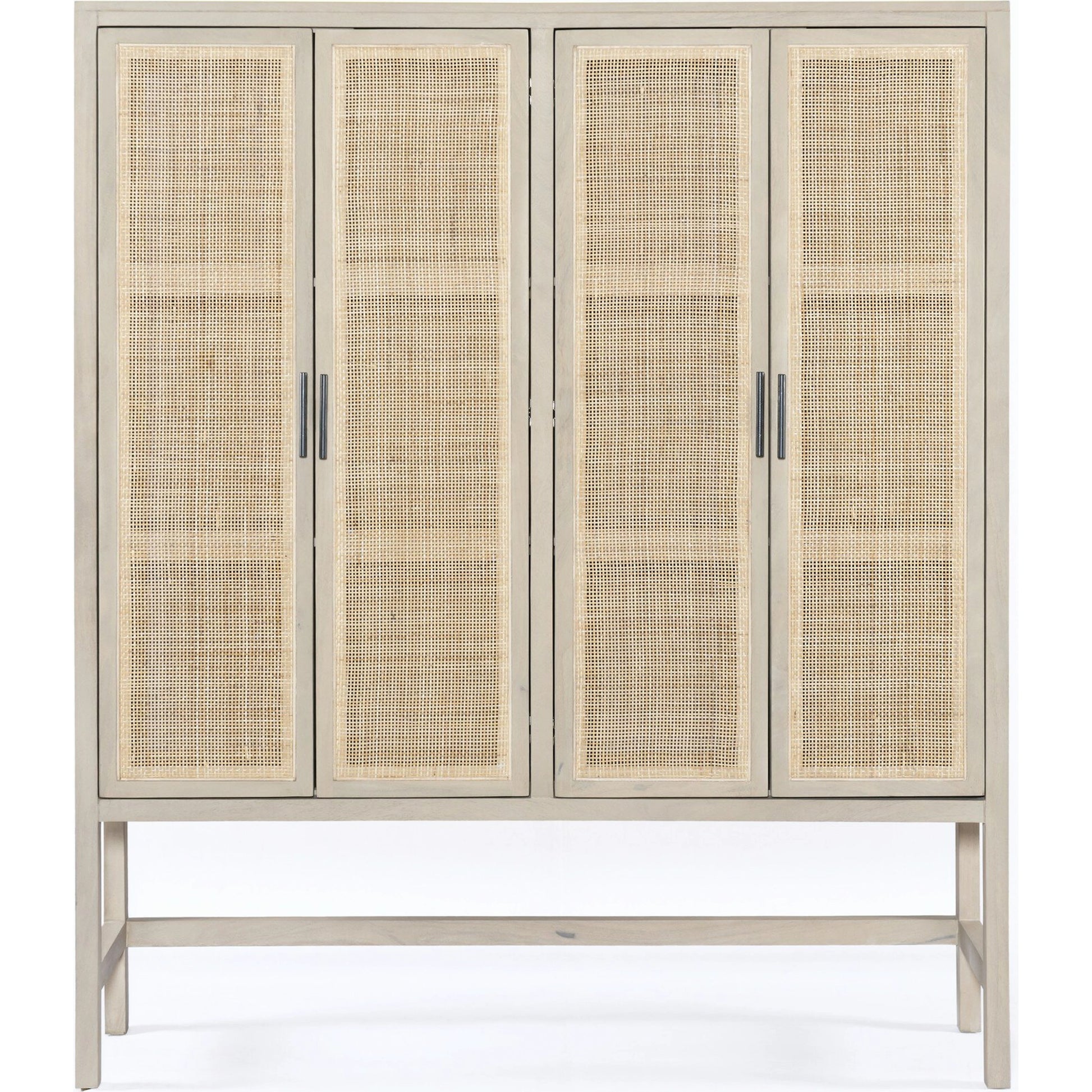Caprice Cabinet by Four Hands in black wash mango, black natural cane. Made from cane, solid mango in a eclectic & global style.