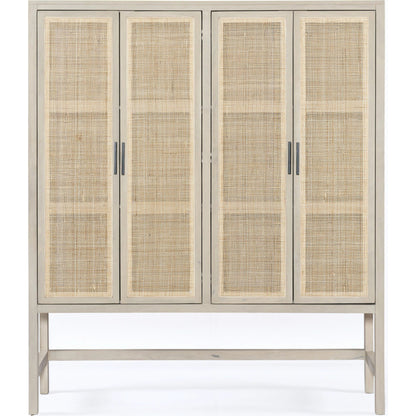 Caprice Cabinet by Four Hands in black wash mango, black natural cane. Made from cane, solid mango in a eclectic & global style.