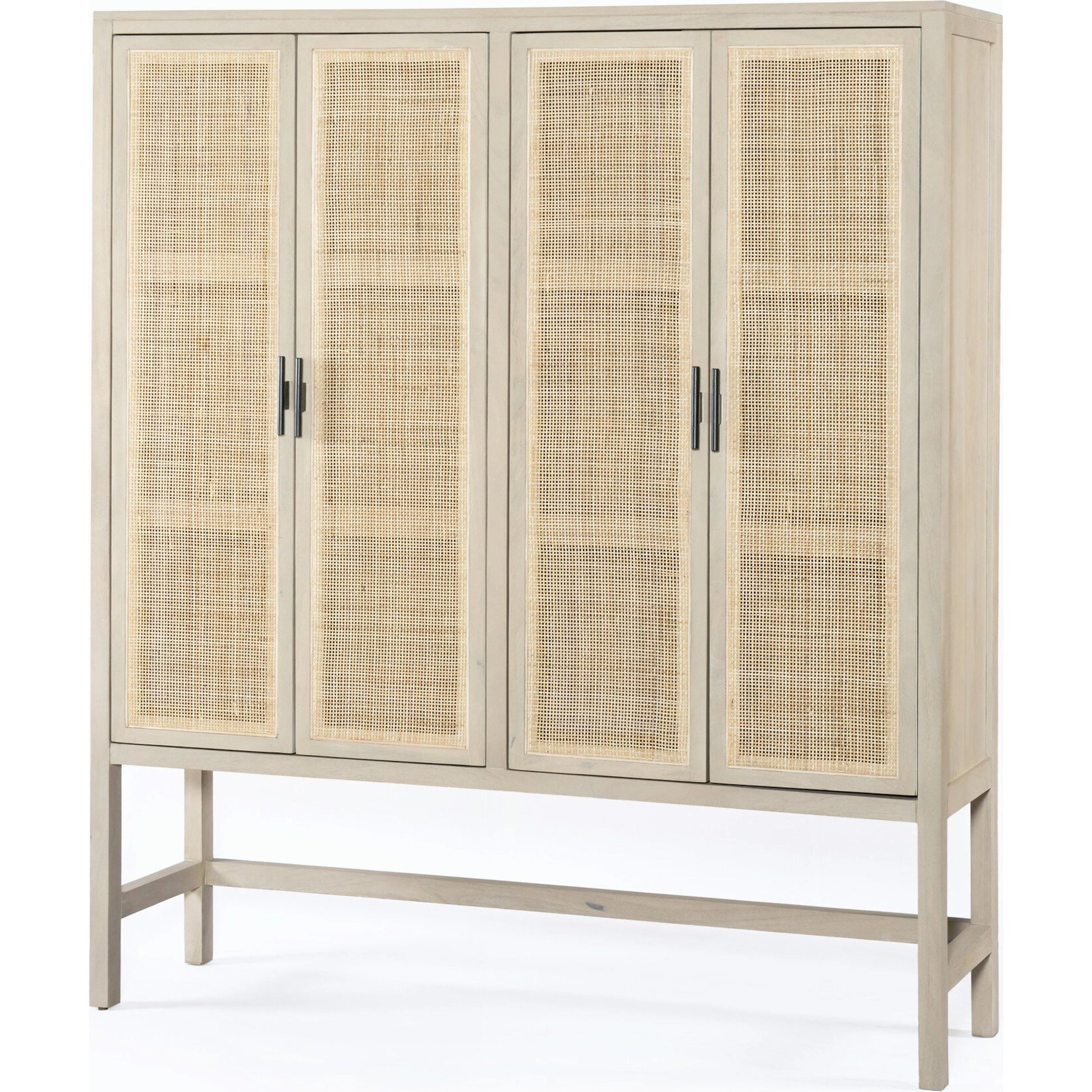 Caprice Cabinet by Four Hands in black wash mango, black natural cane. Made from cane, solid mango in a eclectic & global style.