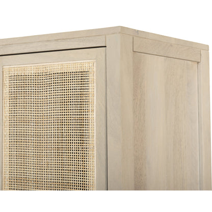 Caprice Cabinet by Four Hands in black wash mango, black natural cane. Made from cane, solid mango in a eclectic & global style.