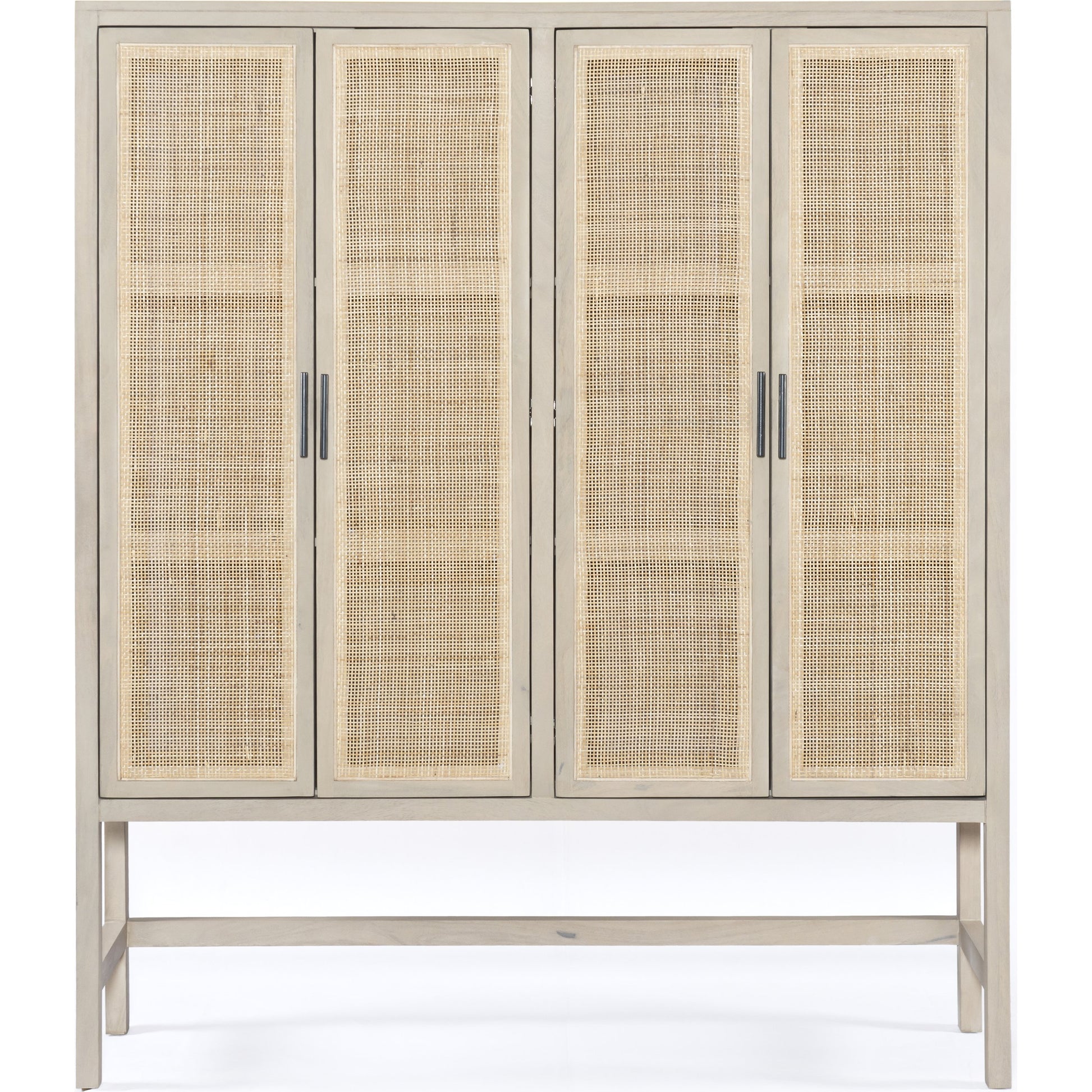 Caprice Cabinet by Four Hands in black wash mango, black natural cane. Made from cane, solid mango in a eclectic & global style.