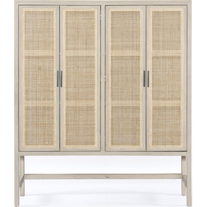Caprice Cabinet by Four Hands in black wash mango, black natural cane. Made from cane, solid mango in a eclectic & global style.