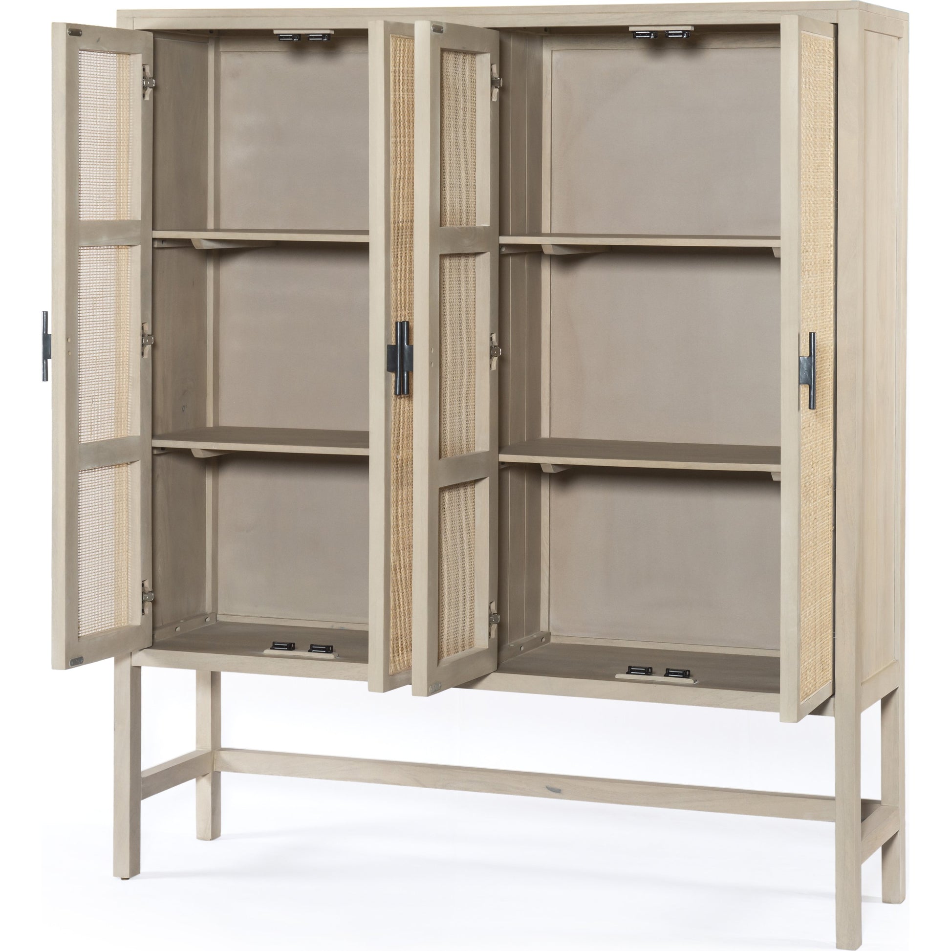 Caprice Cabinet by Four Hands in black wash mango, black natural cane. Made from cane, solid mango in a eclectic & global style.