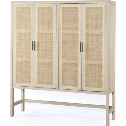 Caprice Cabinet by Four Hands in black wash mango, black natural cane. Made from cane, solid mango in a eclectic & global style.