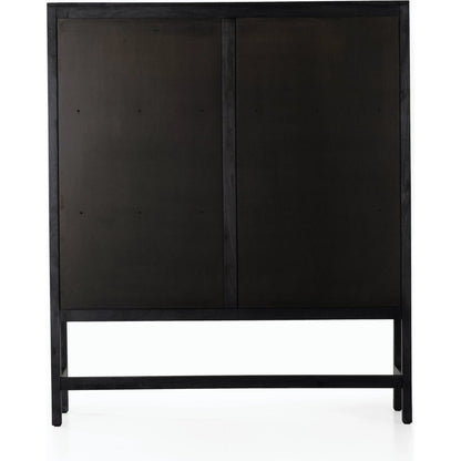 Caprice Cabinet by Four Hands in black wash mango, black natural cane. Made from cane, solid mango in a eclectic & global style.