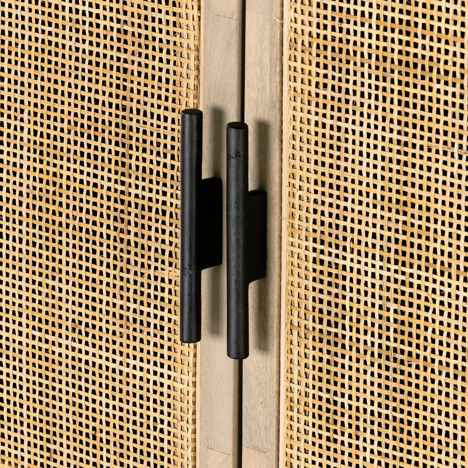 Caprice Cabinet by Four Hands in black wash mango, black natural cane. Made from cane, solid mango in a eclectic & global style.