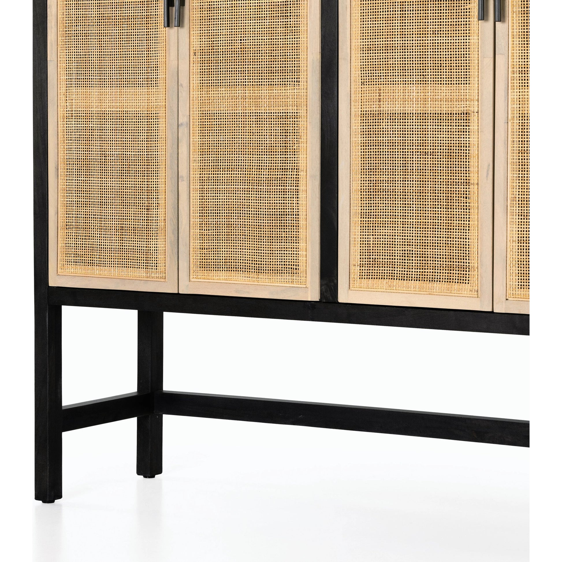 Caprice Cabinet by Four Hands in black wash mango, black natural cane. Made from cane, solid mango in a eclectic & global style.