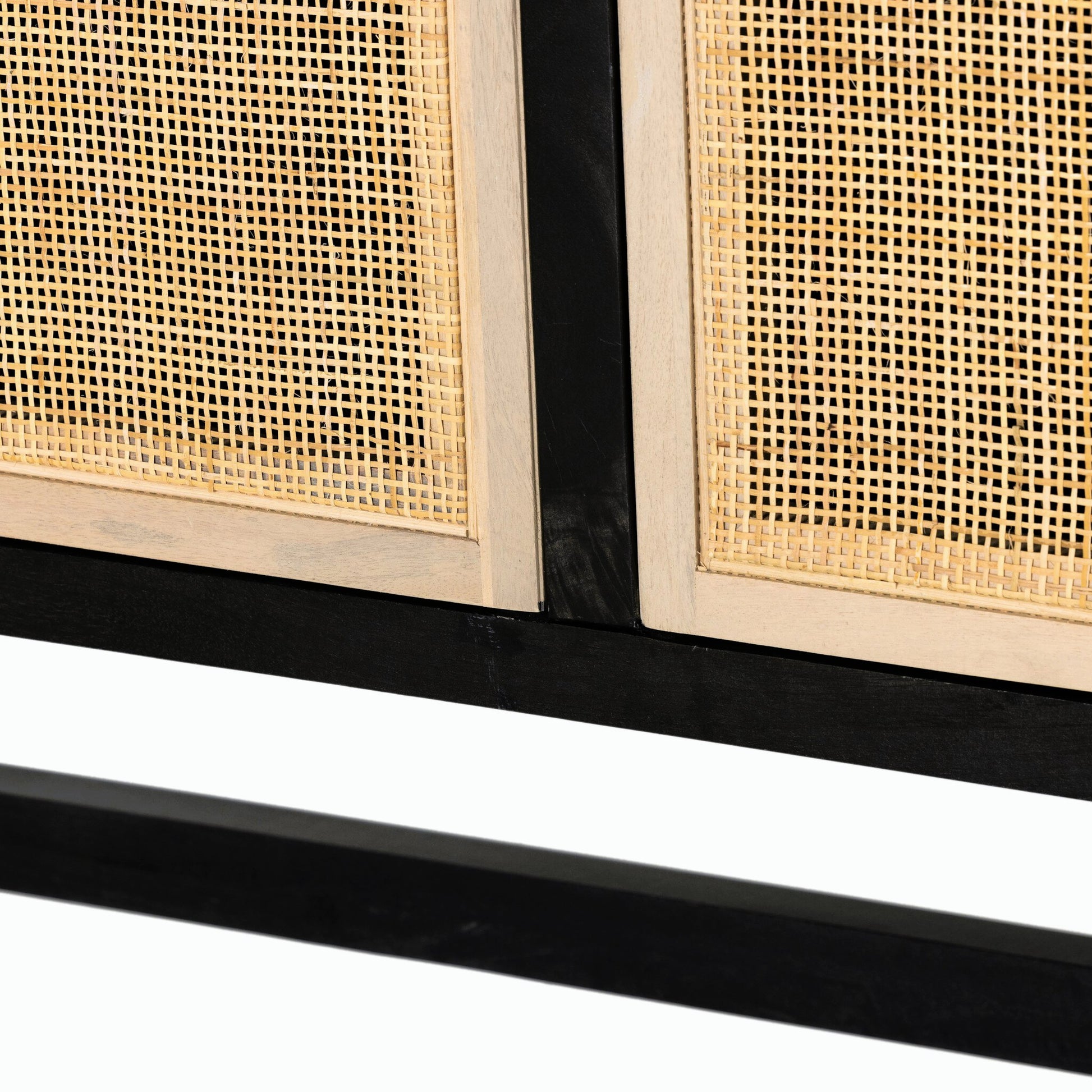Caprice Cabinet by Four Hands in black wash mango, black natural cane. Made from cane, solid mango in a eclectic & global style.