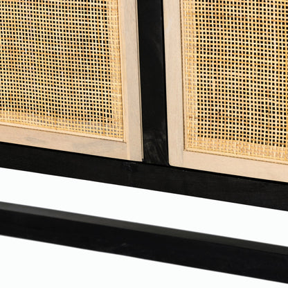 Caprice Cabinet by Four Hands in black wash mango, black natural cane. Made from cane, solid mango in a eclectic & global style.