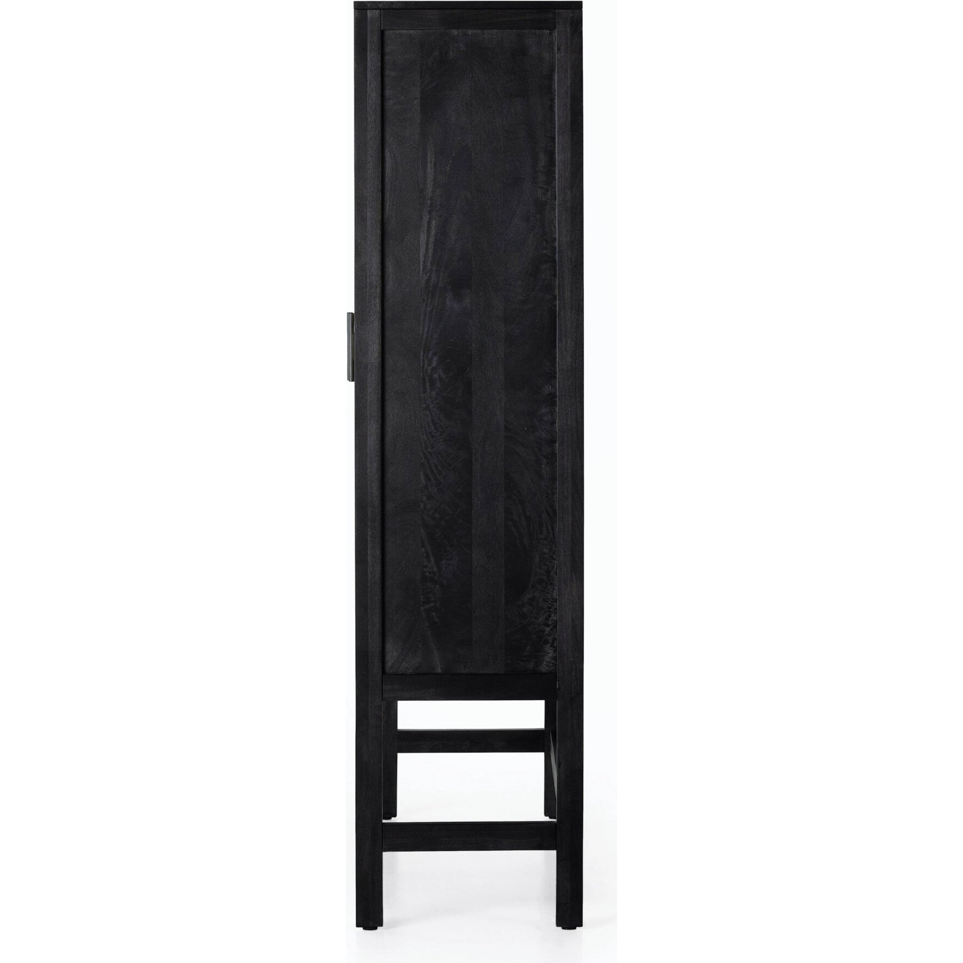 Caprice Cabinet by Four Hands in black wash mango, black natural cane. Made from cane, solid mango in a eclectic & global style.