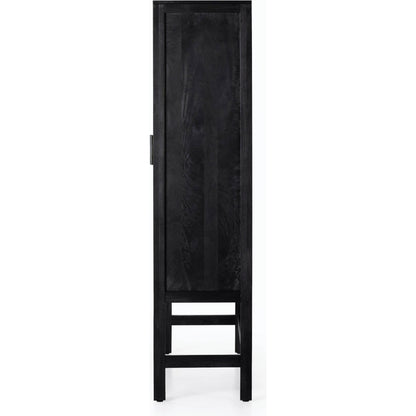 Caprice Cabinet by Four Hands in black wash mango, black natural cane. Made from cane, solid mango in a eclectic & global style.