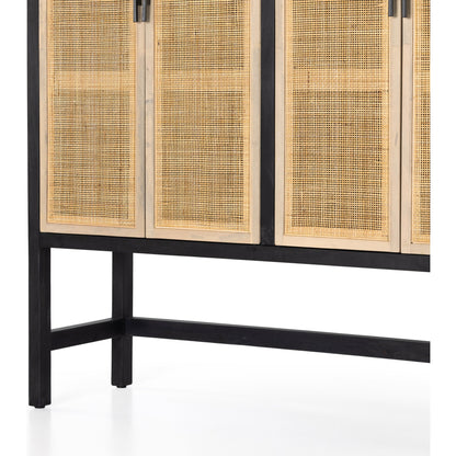 Caprice Cabinet by Four Hands in black wash mango, black natural cane. Made from cane, solid mango in a eclectic & global style.
