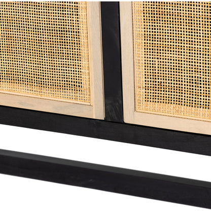 Caprice Cabinet by Four Hands in black wash mango, black natural cane. Made from cane, solid mango in a eclectic & global style.
