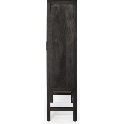 Caprice Cabinet by Four Hands in black wash mango, black natural cane. Made from cane, solid mango in a eclectic & global style.