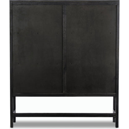 Caprice Cabinet by Four Hands in black wash mango, black natural cane. Made from cane, solid mango in a eclectic & global style.