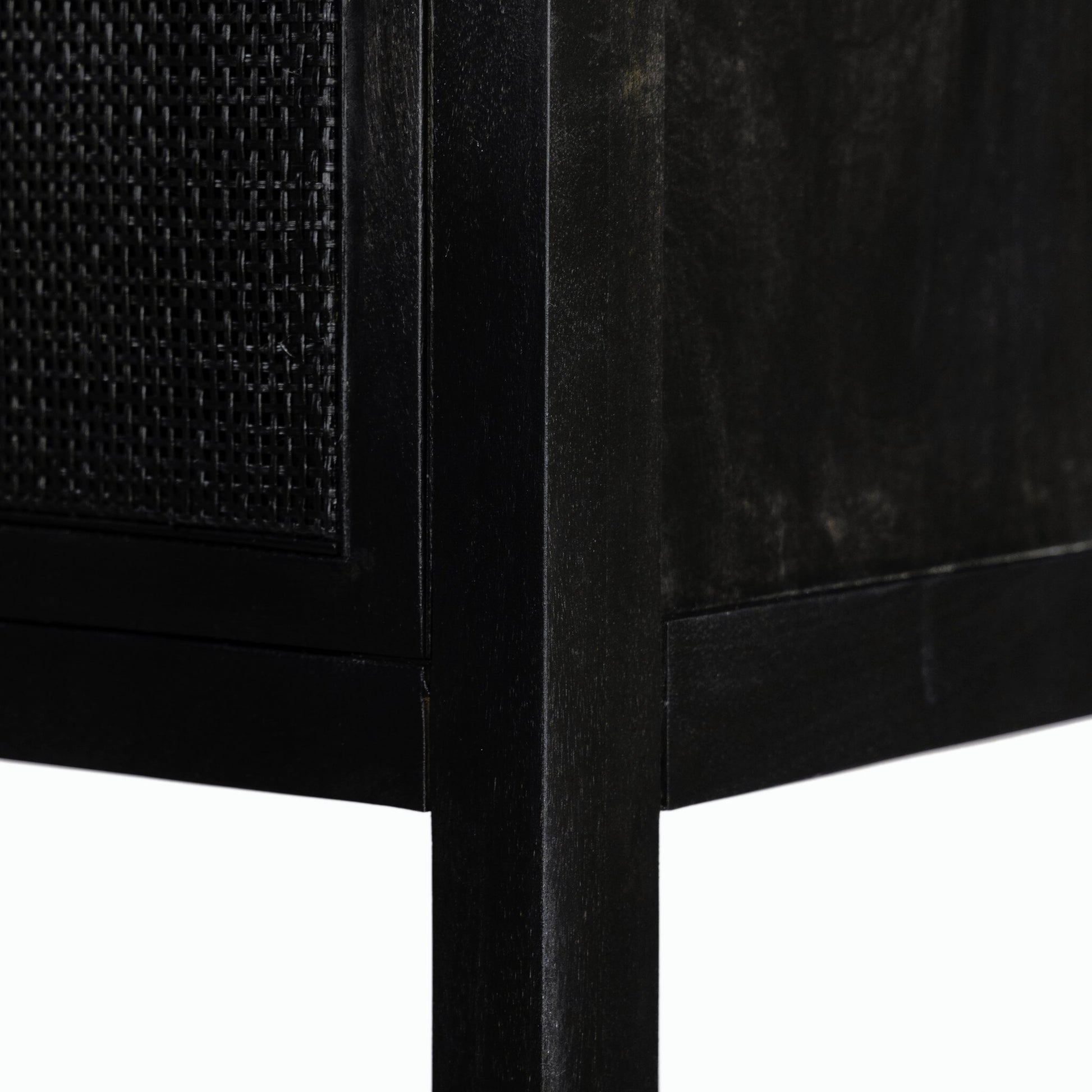 Caprice Cabinet by Four Hands in black wash mango, black natural cane. Made from cane, solid mango in a eclectic & global style.