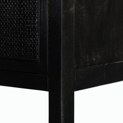 Caprice Cabinet by Four Hands in black wash mango, black natural cane. Made from cane, solid mango in a eclectic & global style.