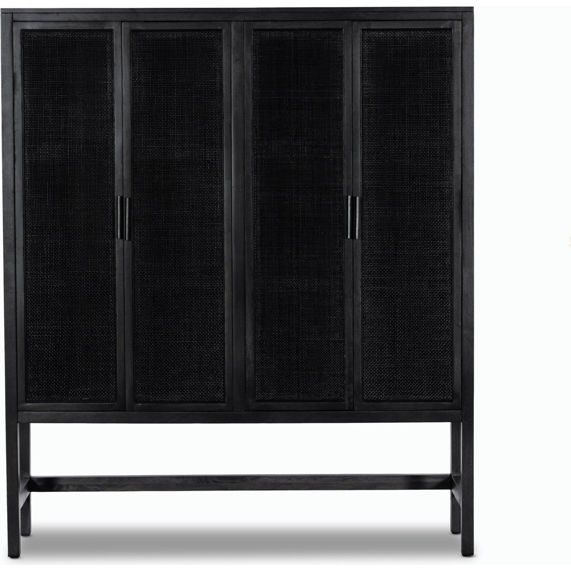 Caprice Cabinet by Four Hands in black wash mango, black natural cane. Made from cane, solid mango in a eclectic & global style.