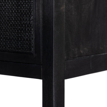 Caprice Cabinet by Four Hands in black wash mango, black natural cane. Made from cane, solid mango in a eclectic & global style.