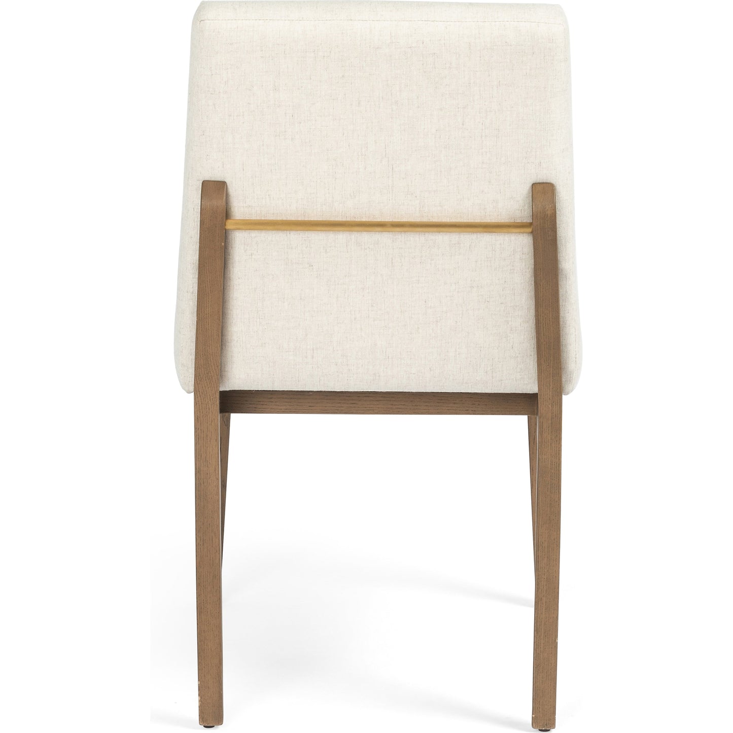 004 SI-1715160 | Additional Silo | Elsie Dining Chair by Four Hands in savile flax, satin brass, honey oak and honey oak, savile flax. Made from 92% polyester, 8% flax, linen, solid oak, stainless steel in a eclectic & global style.