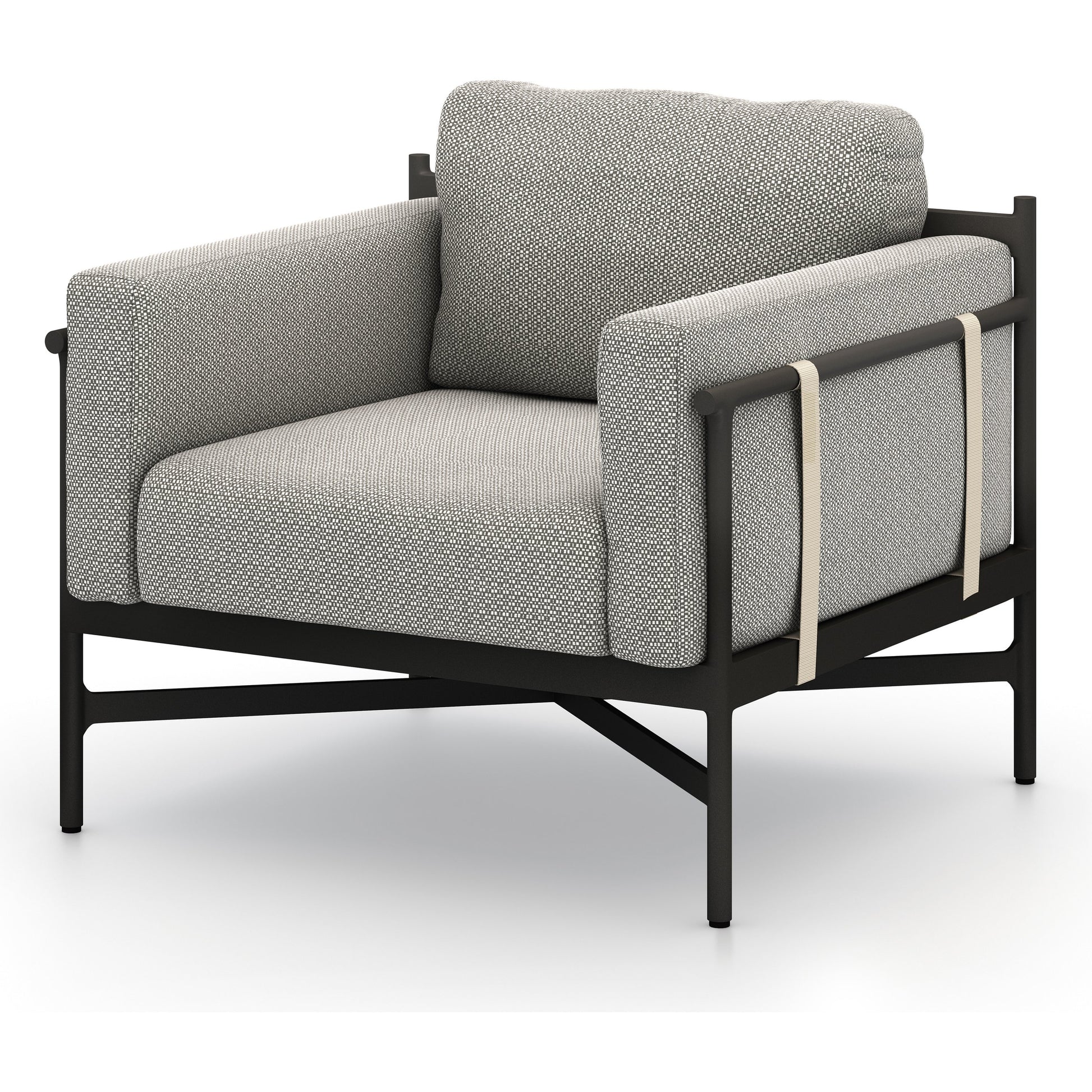 Hearst Outdoor Chair by Four Hands in bronze. Made from 100% olefin, aluminum, 100% polypropylene in a modern style.