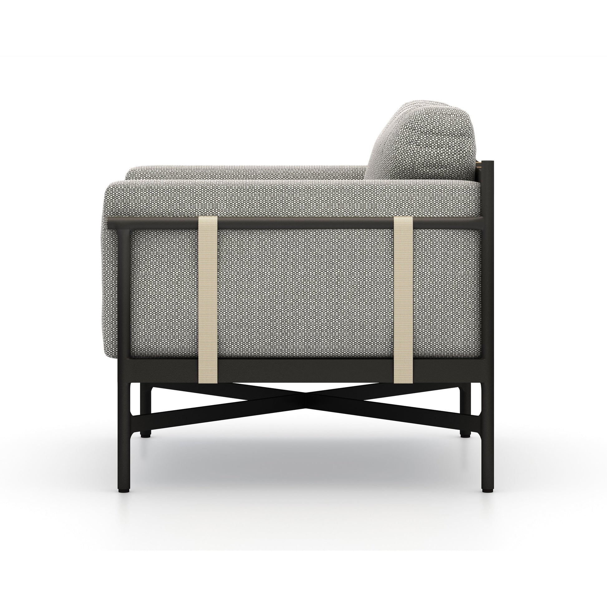 Hearst Outdoor Chair by Four Hands in bronze. Made from 100% olefin, aluminum, 100% polypropylene in a modern style.