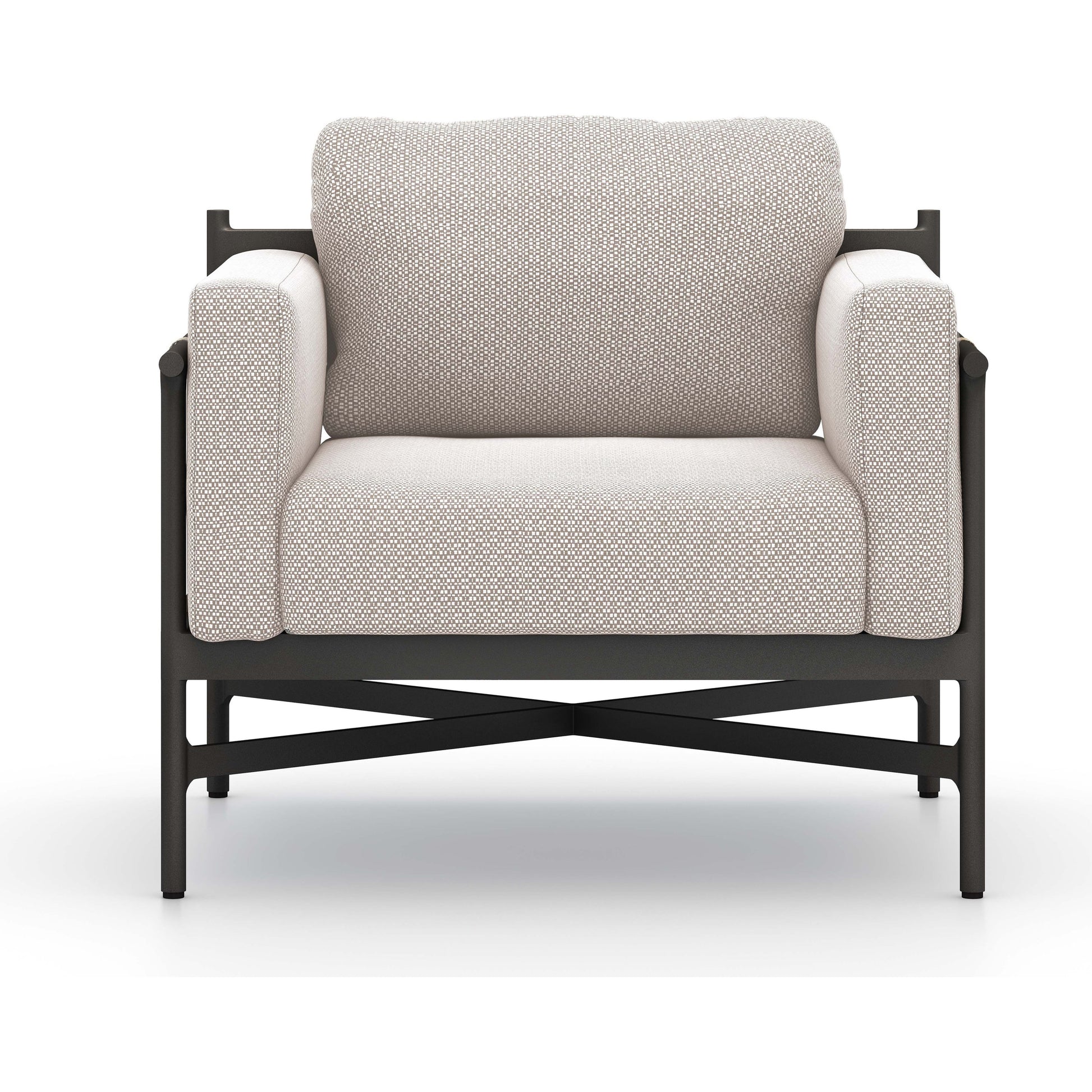 Hearst Outdoor Chair by Four Hands in bronze. Made from 100% olefin, aluminum, 100% polypropylene in a modern style.