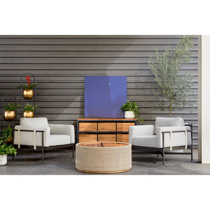 Hearst Outdoor Chair by Four Hands in bronze. Made from 100% olefin, aluminum, 100% polypropylene in a modern style.