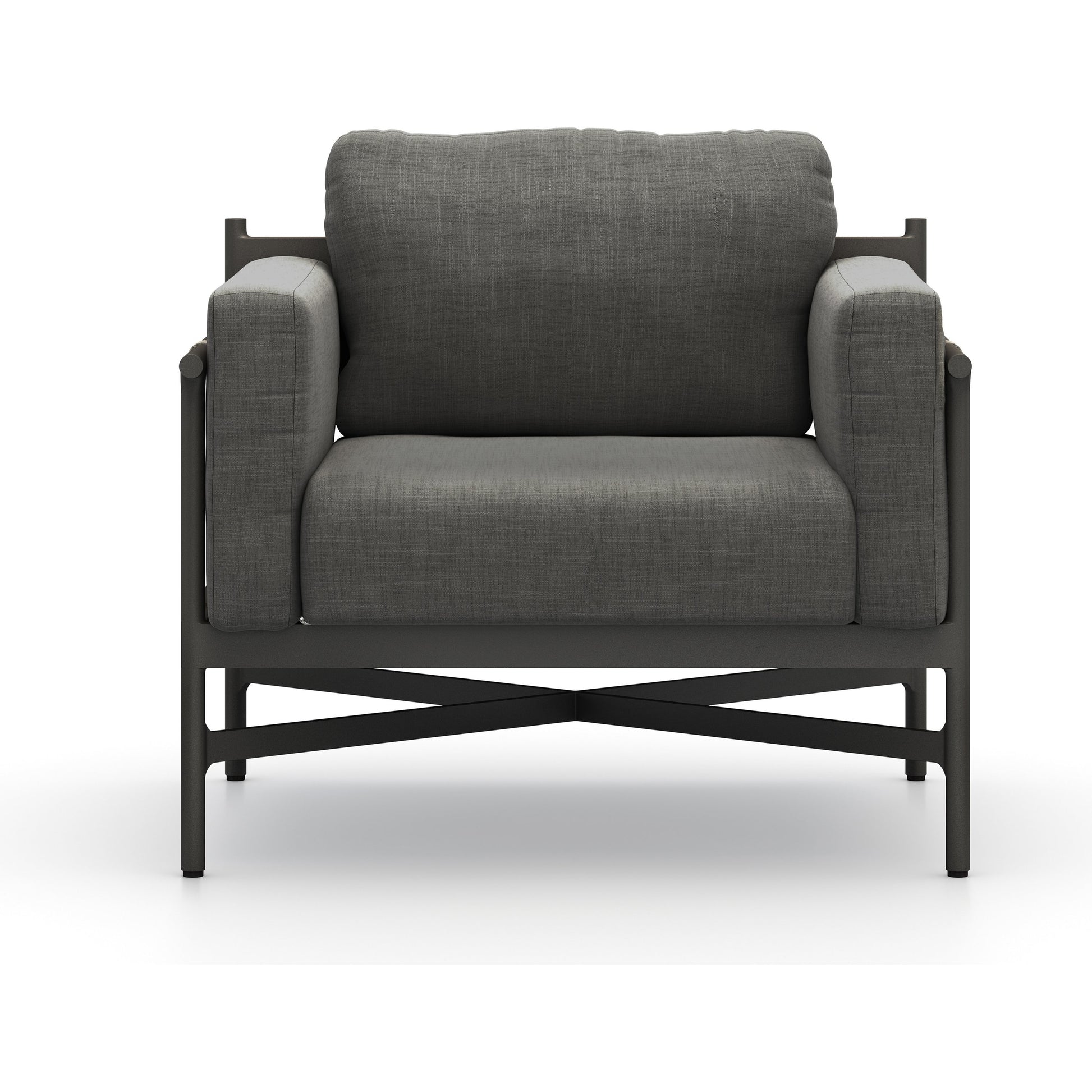 Hearst Outdoor Chair by Four Hands in bronze. Made from 100% olefin, aluminum, 100% polypropylene in a modern style.