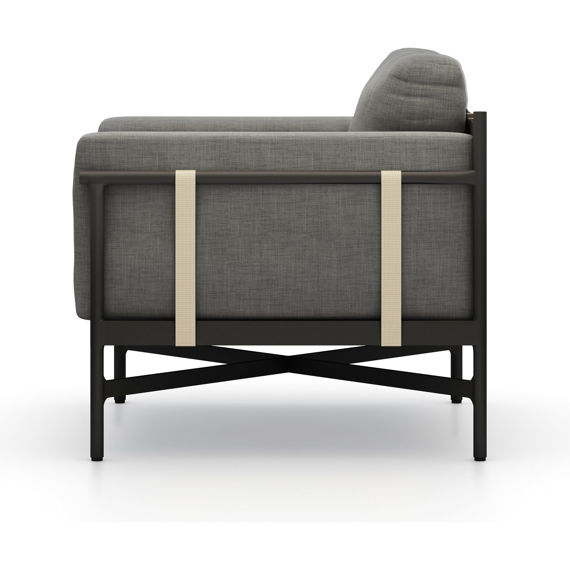 Hearst Outdoor Chair by Four Hands in bronze. Made from 100% olefin, aluminum, 100% polypropylene in a modern style.